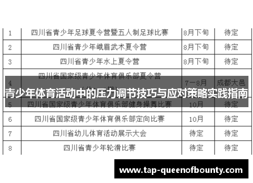 青少年体育活动中的压力调节技巧与应对策略实践指南